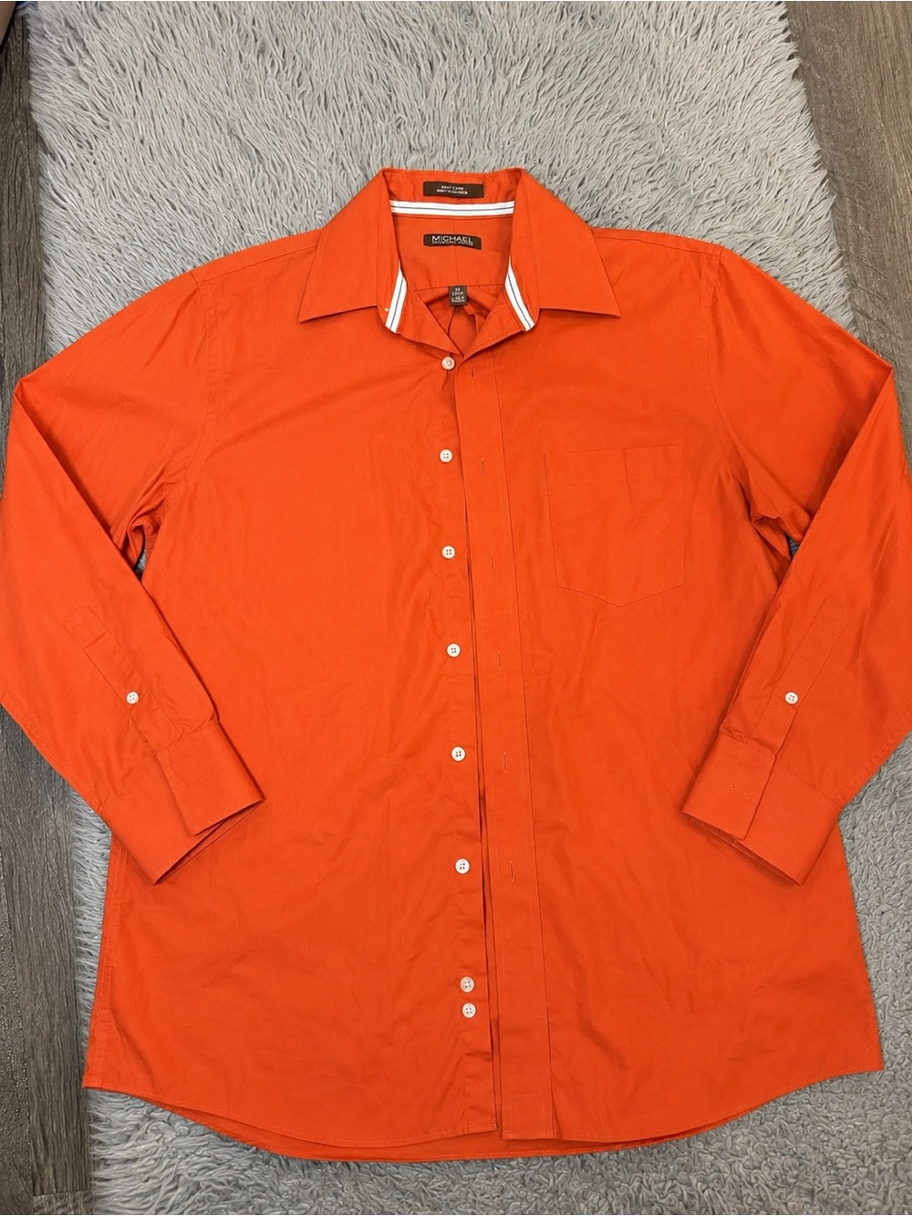 Michael Kors Men’s Orange Button-Up Shirt Long Sleeve 16/32-33 Large Cotton